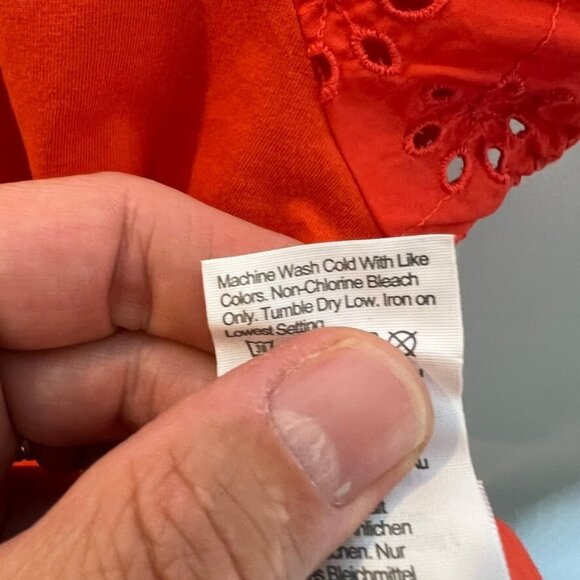J.Crew $70 Eyelet Tie-Back Top Bohemian Red Size L BR710 - Picture 5 of 5